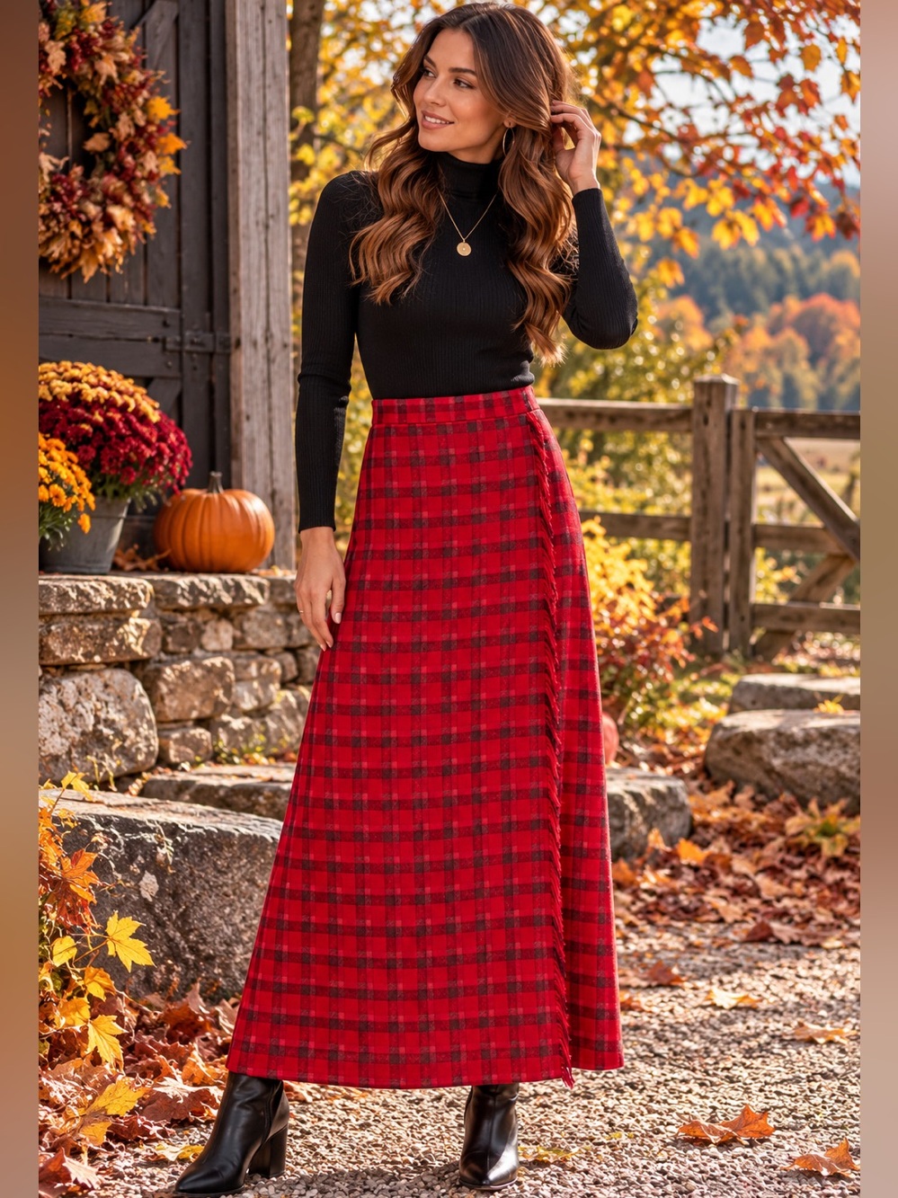 Classic Vintage 70’s Handmade Wool Tartan Plaid Maxi Skirt
